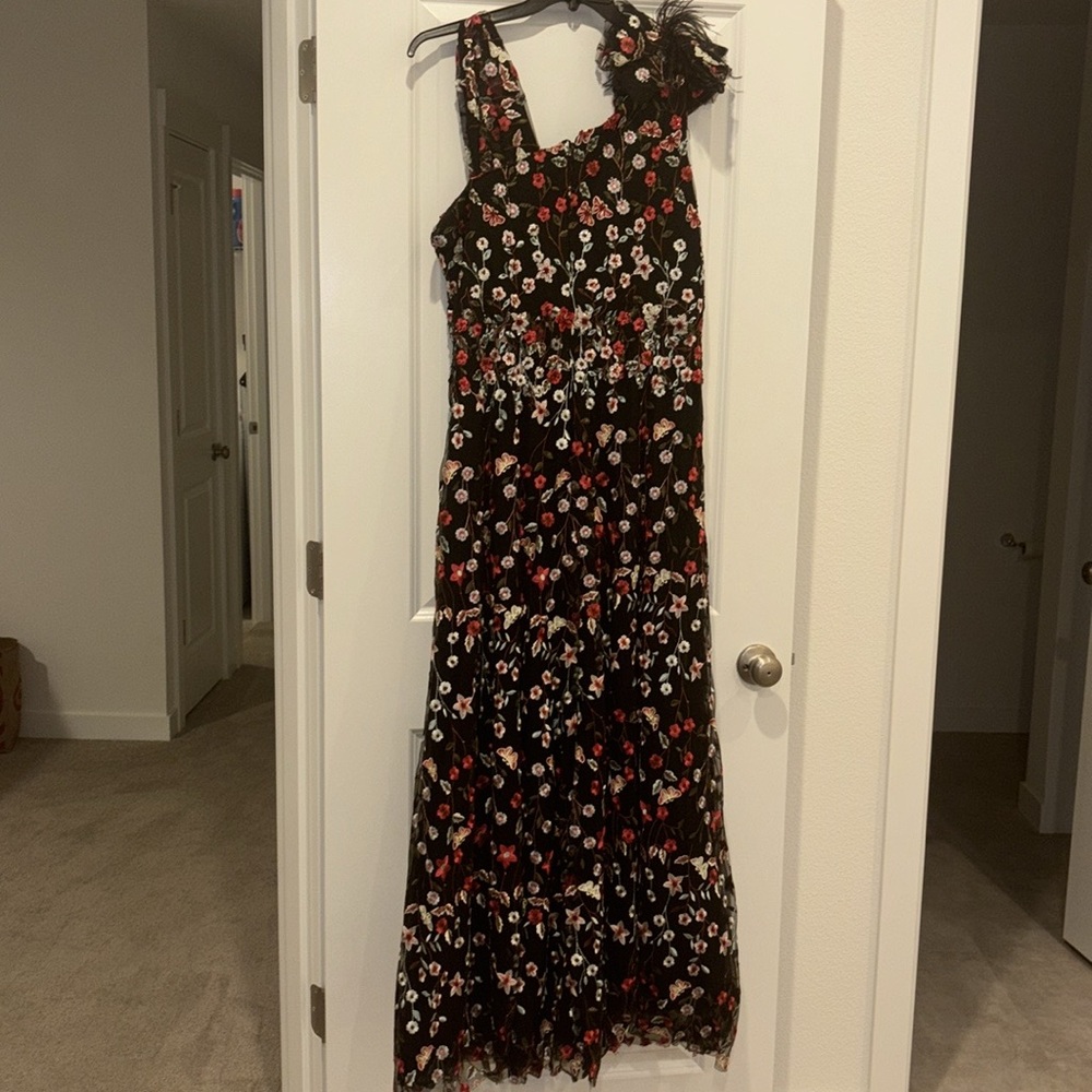 MacDuggal Floral Black and Red Women's Dress
